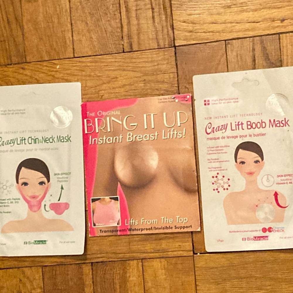 NWT Bio Miracle Boob Mask & Bring it Up lifts + Bio Miracle Chin & Neck Mask